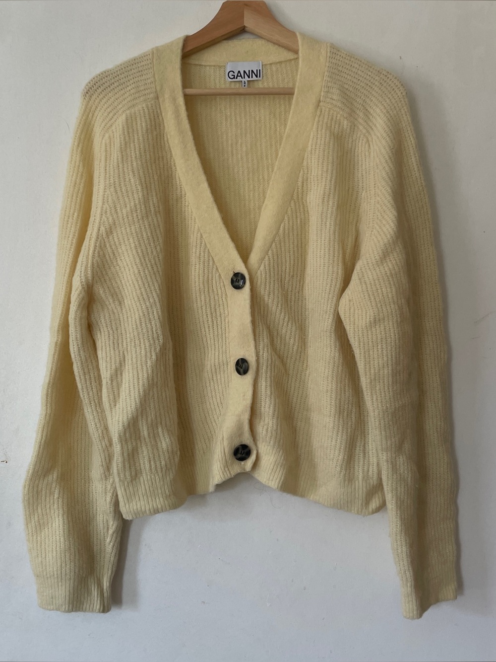 Ganni butter yellow cardigan